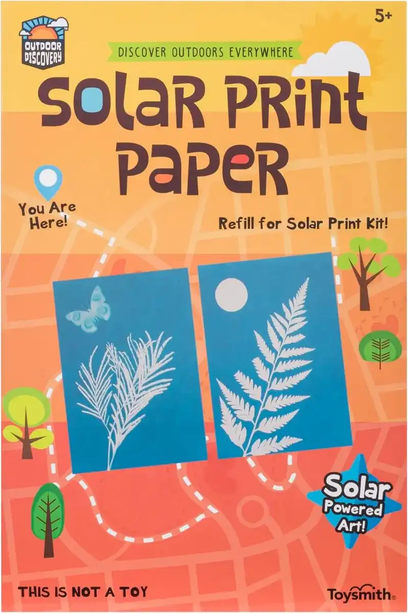 Toysmith Outdoor Discovery, papel de impresión solar, recambio para kit de impresión solar, para niños y niñas a partir de 5 años