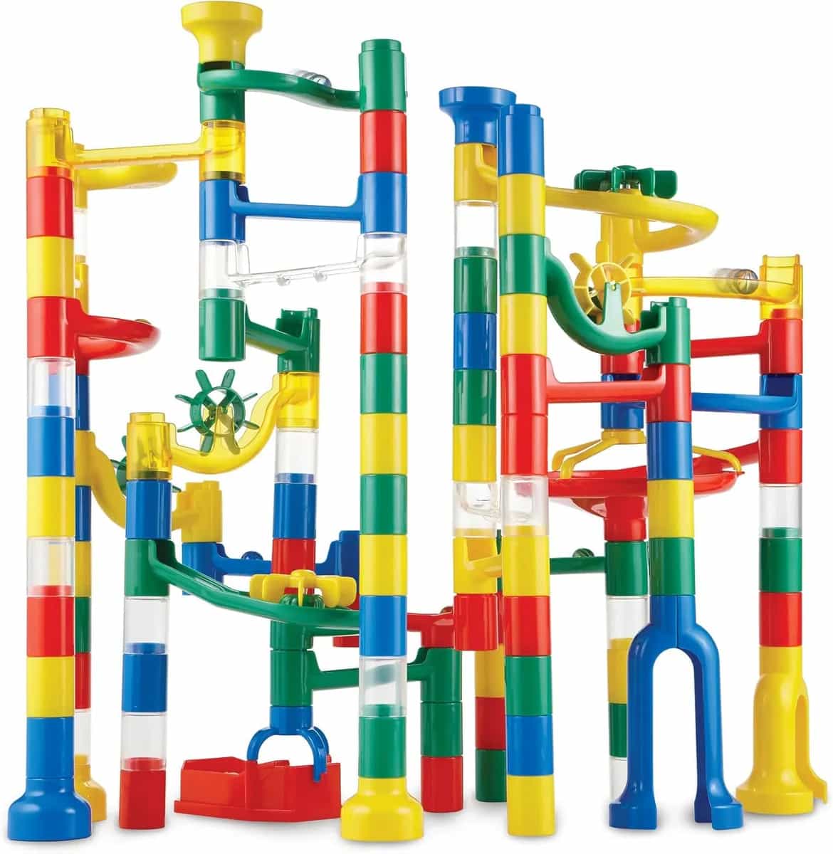 MindWare Marble Run: Juego de 123 piezas (103 piezas duraderas y 20 canicas) Juego de construcción STEM para niños