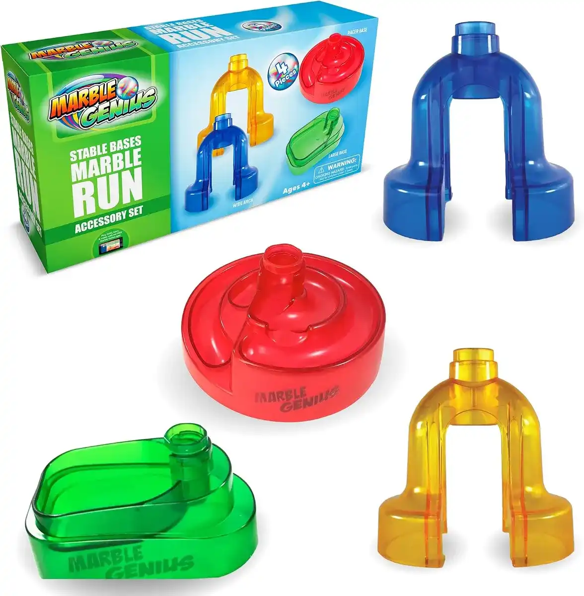 Bases estables Marble Genius, juego de accesorios para canicas de 4 piezas - STEM