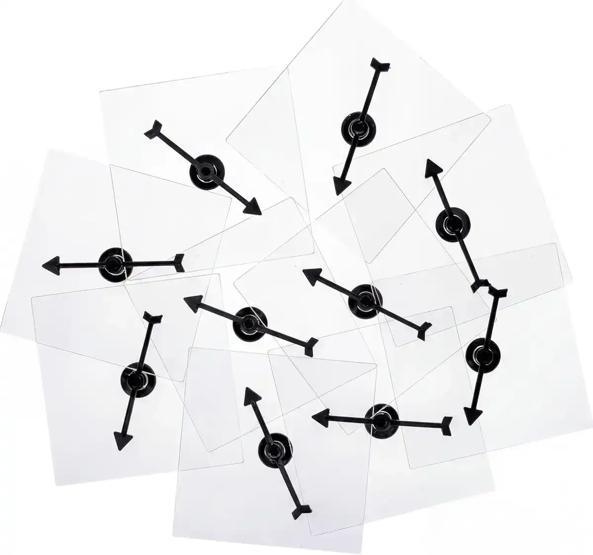 Gejoy Paquete de 10 hilanderos transparentes a granel para el aula, hilanderos transparentes, juego de matemáticas de borrado en seco con flecha giratoria (negro)