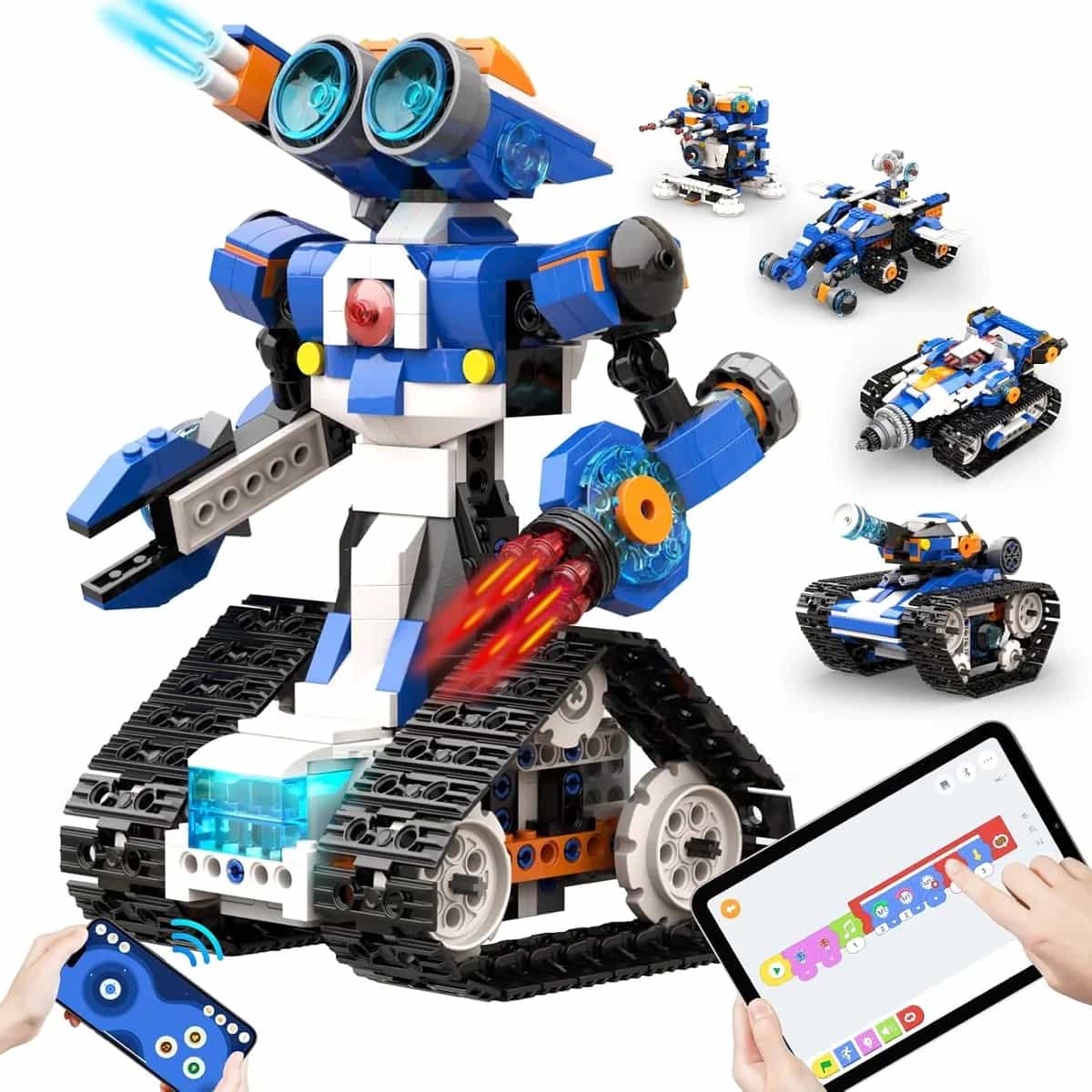 Juguete robot de codificación STEM Apitor 6 en 1, kit de construcción para niños de 8 a 12 años, 480 bloques | Juguetes de codificación de bloques con control remoto por aplicación, regalos educativos