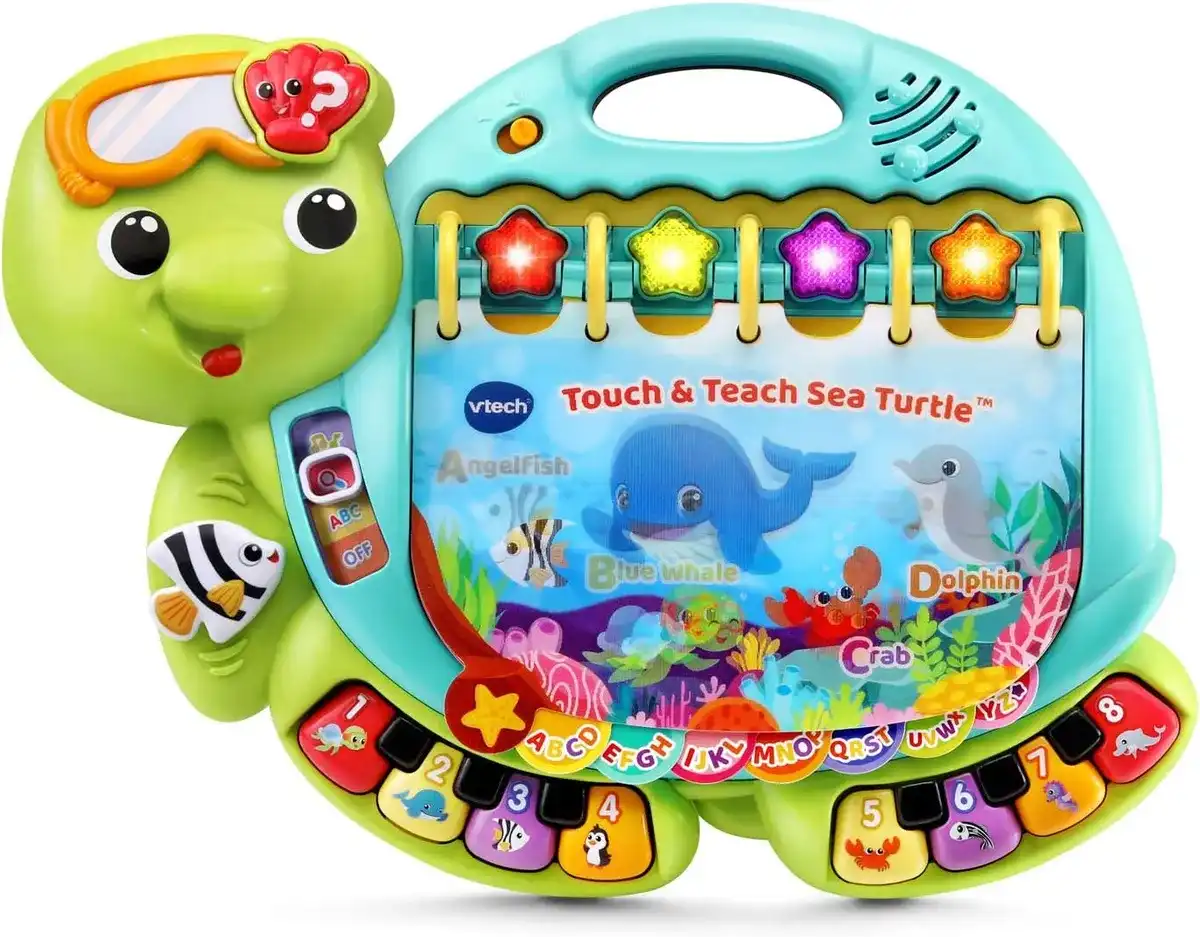 VTech Toca y Aprende Libro de aprendizaje interactivo de tortugas marinas, verde