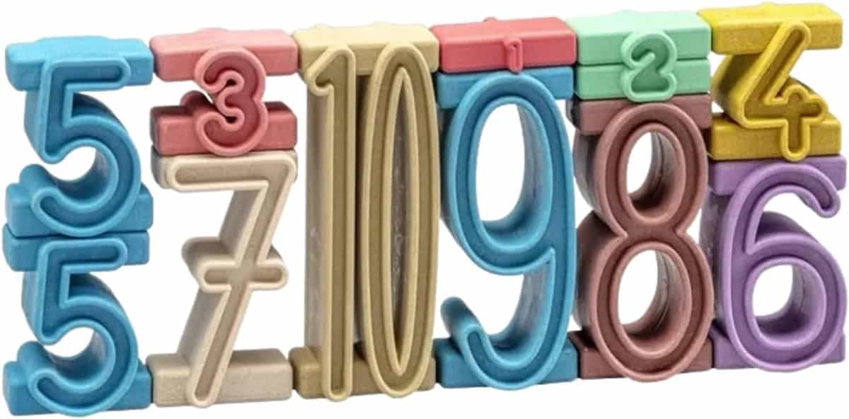 WISSNER aktiv lernen - Juego de 34 números de torre en colores Montessori de RE-Wood®, en una caja