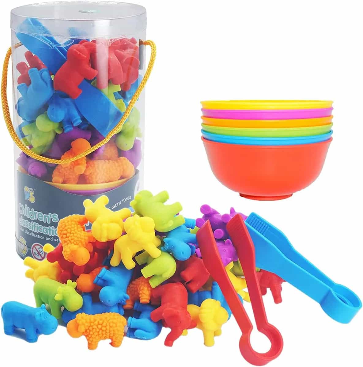UNIQUE KIDS Juego de juguetes educativos de aprendizaje para contar con vasos de clasificación: atractivo juego de entrenamiento de clasificación de colores sensoriales para niños pequeños y preescola