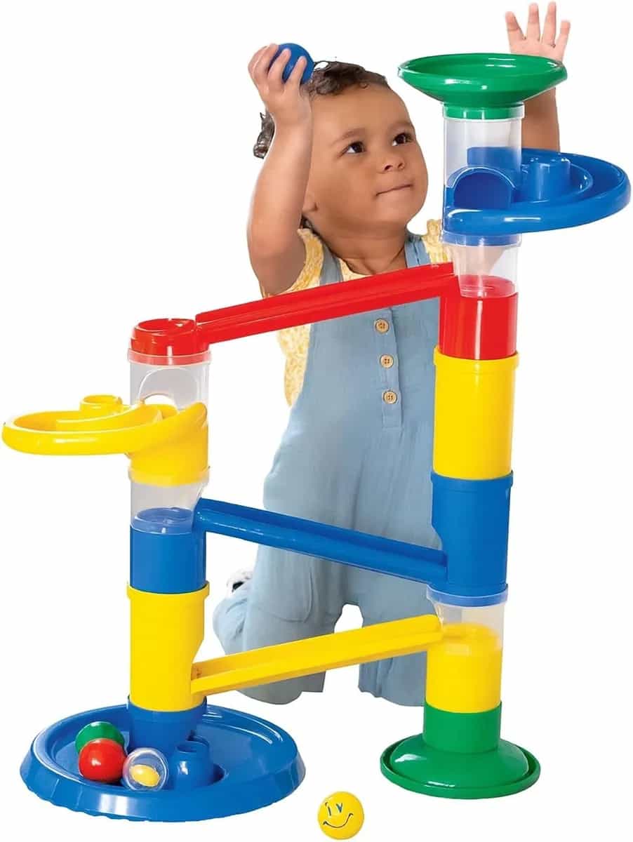 MindWare Junior Marble Run, 20 piezas | Construye pistas de canicas que funcionen y míralas rodar.