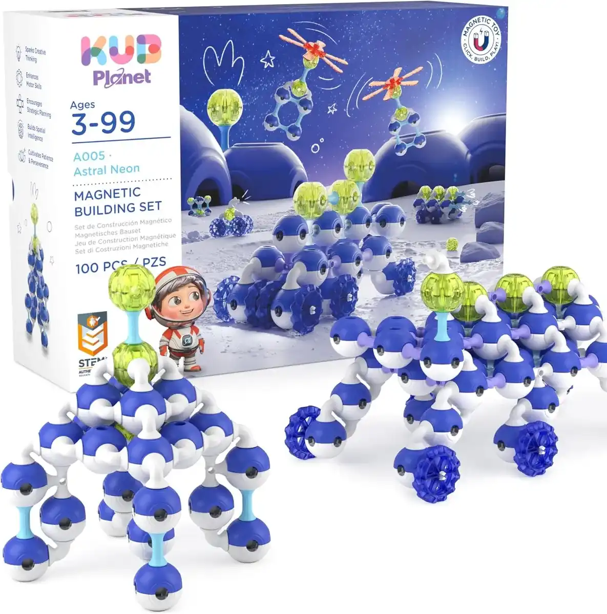 Juego de construcción magnético para niños, juguetes educativos STEM para niños y niñas de más de 3 años, bloques de planeta espacial