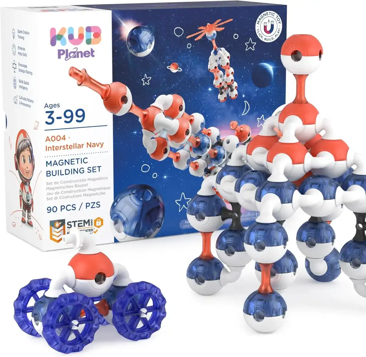 Juego de construcción magnético para niños, juguetes educativos STEM para niños y niñas de más de 3 años, bloques de planeta espacial