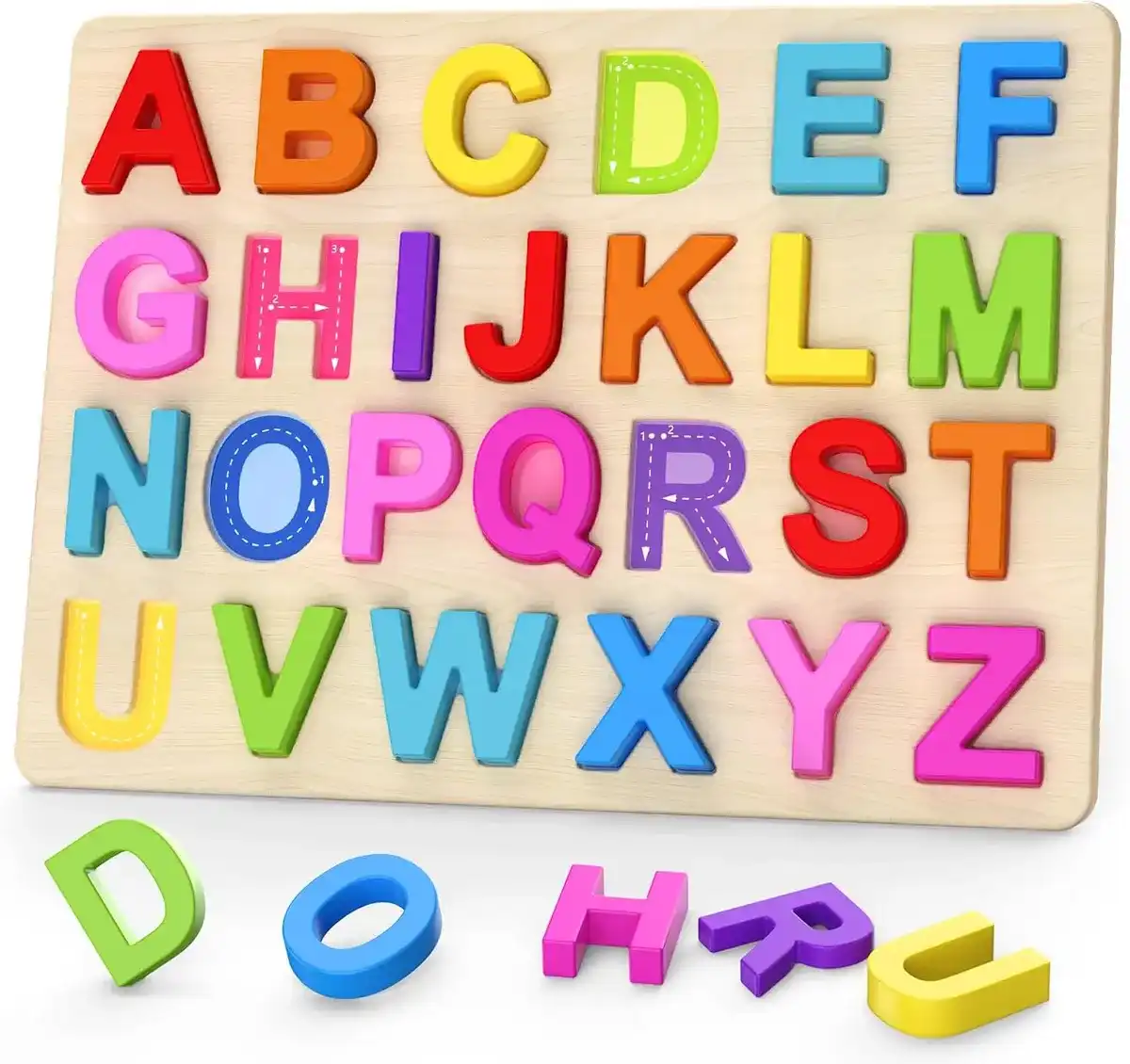 Rompecabezas del alfabeto Zeoddler, rompecabezas de madera para niños pequeños, rompecabezas en forma de ABC para niños, actividades de aprendizaje preescolar, regalo para niñas y niños