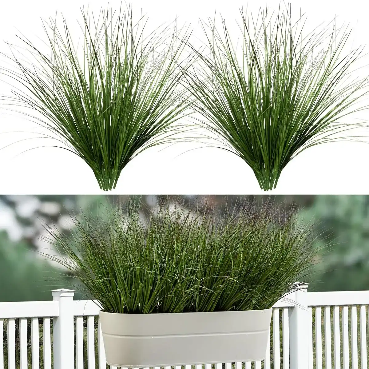 Hierba de trigo artificial, 16 tallos, tallos de hierba sintética de 17,3 pulgadas para decoración interior y exterior, vegetación artificial realista para maceteros, jarrones, porche, patio, jardín y