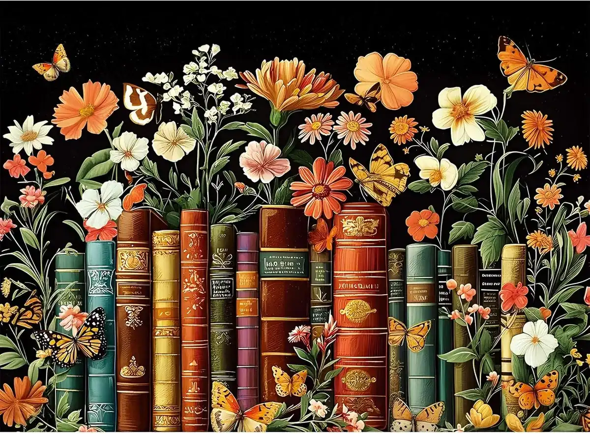 Rompecabezas de 500 piezas para adultos | Rompecabezas de libros de flores silvestres vintage | Rompecabezas de Flores de Plantas de Cartón Reciclado 500 Piezas | Juego desafiante decoración del hogar