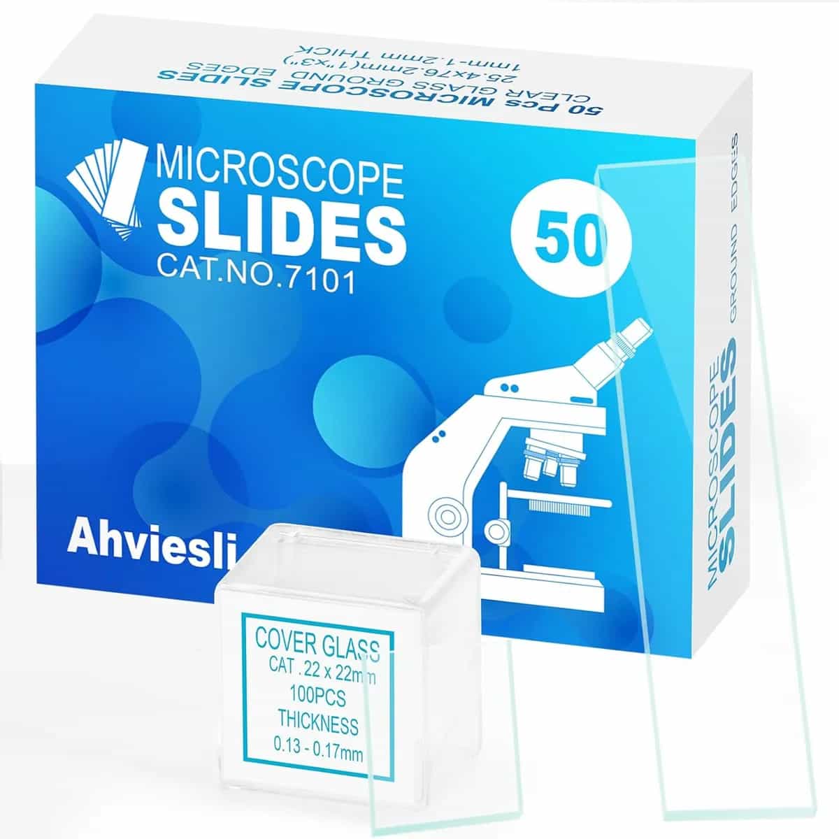 Kit de portaobjetos y cubiertas para microscopio: 50 portaobjetos de vidrio en blanco prelimpiados para microscopio, 100 cubreobjetos, para profesores, estudiantes, familias y entusiastas de la cienci