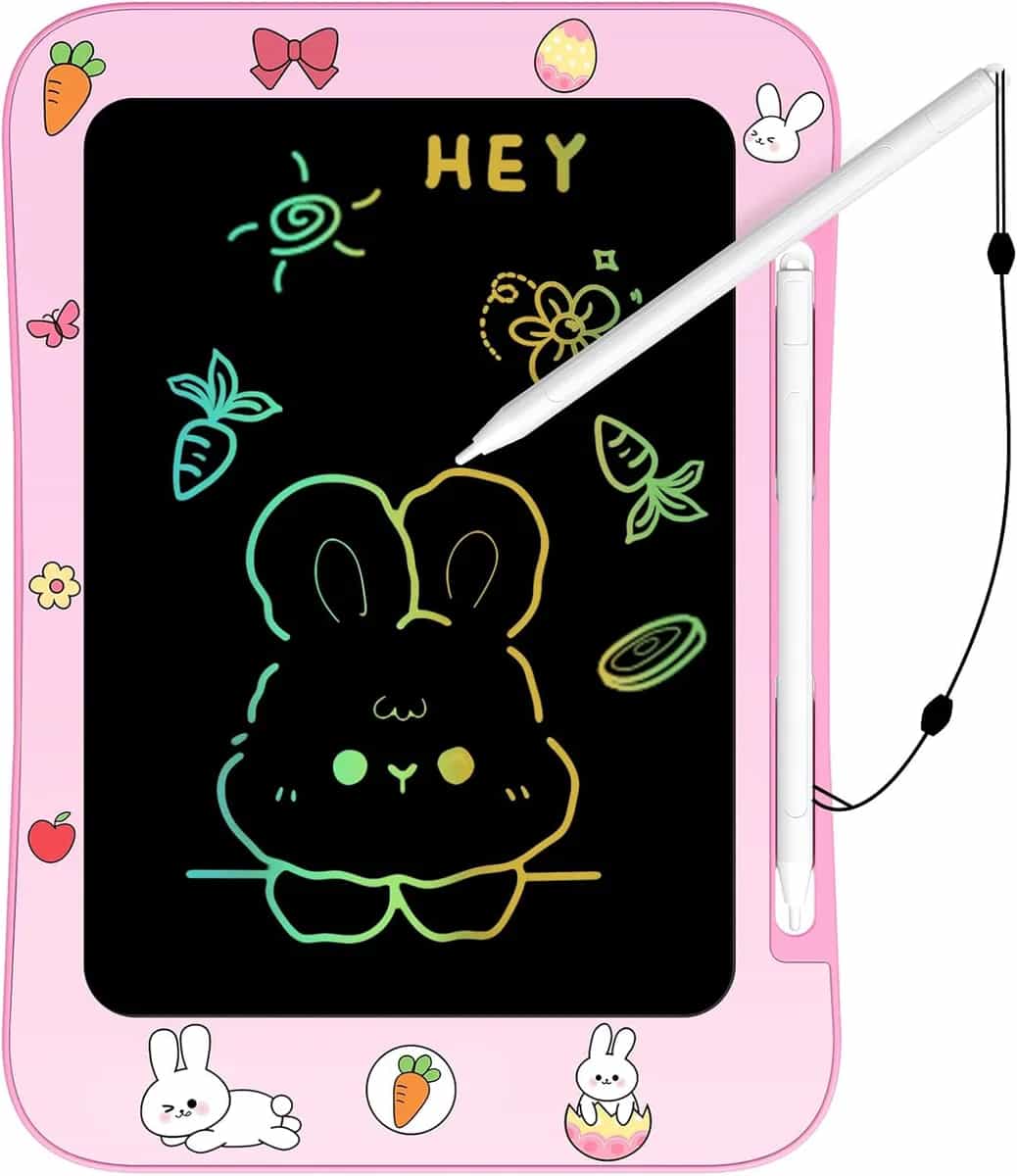 Genialba Tableta de Escritura LCD para Niños, Tablero de Dibujo con Pantalla Colorida para Niños y Niñas de 3 a 7 Años - Juguetes Educativos Cesta de Pascua Relleno Regalos de Pascua para Niños (Conej