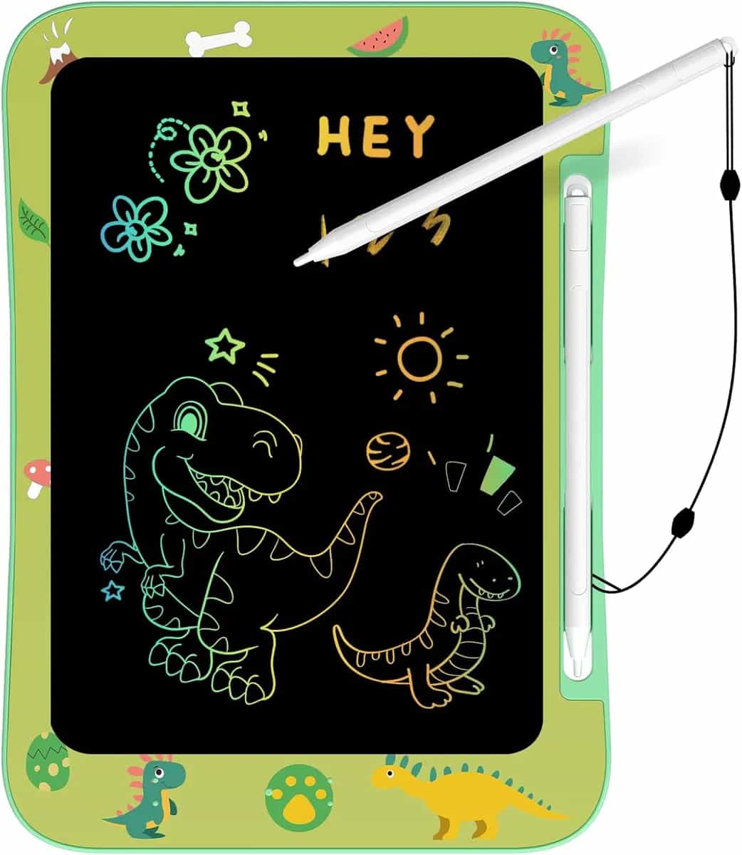 Genialba Tableta de escritura LCD para niños, tablero de dibujo con pantalla colorida para niños y niñas de 3 a 7 años - Juguetes educativos para cumpleaños y Navidad (Dinosaurio)