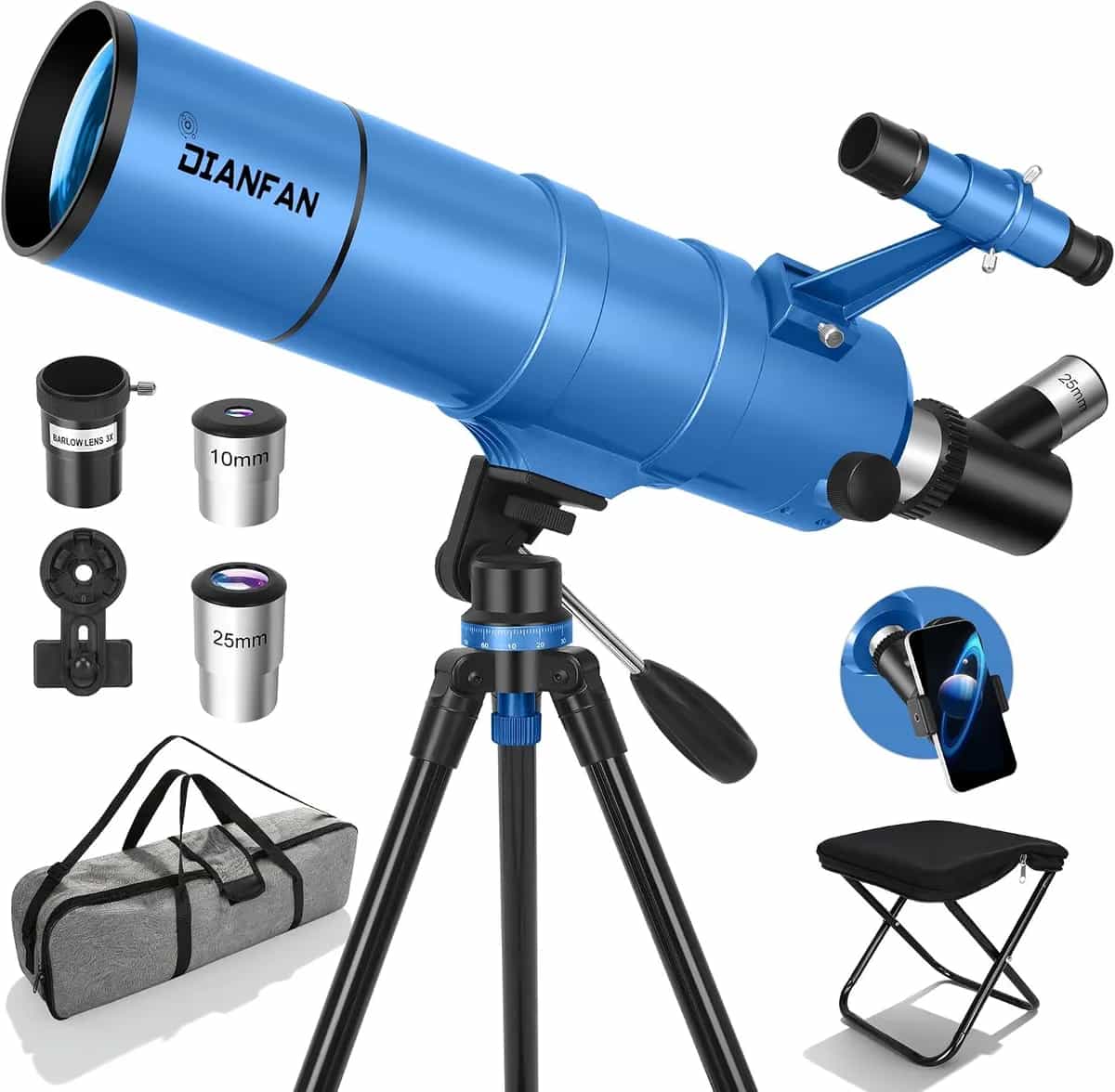Telescopio para niños y adultos, telescopio astronómico profesional de 90 mm de apertura y 550 mm para adultos, telescopios de viaje portátiles de alta potencia para principiantes con trípode y adapta