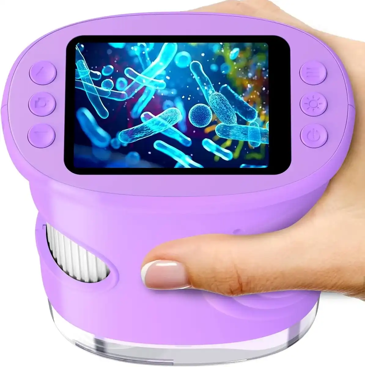 Microscopio digital para niños con luces ajustables, herramientas de exploración de la naturaleza, regalos portátiles de laboratorio de ciencias STEM, microscopio portátil recargable para niños y niña