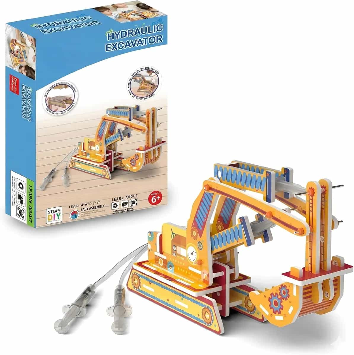 Kit de excavadora neumática STEM: construya una excavadora funcional con jeringa y tubos | ¡Construye una verdadera excavadora neumática con jeringas! Aprenda la presión del gas y la transferencia de