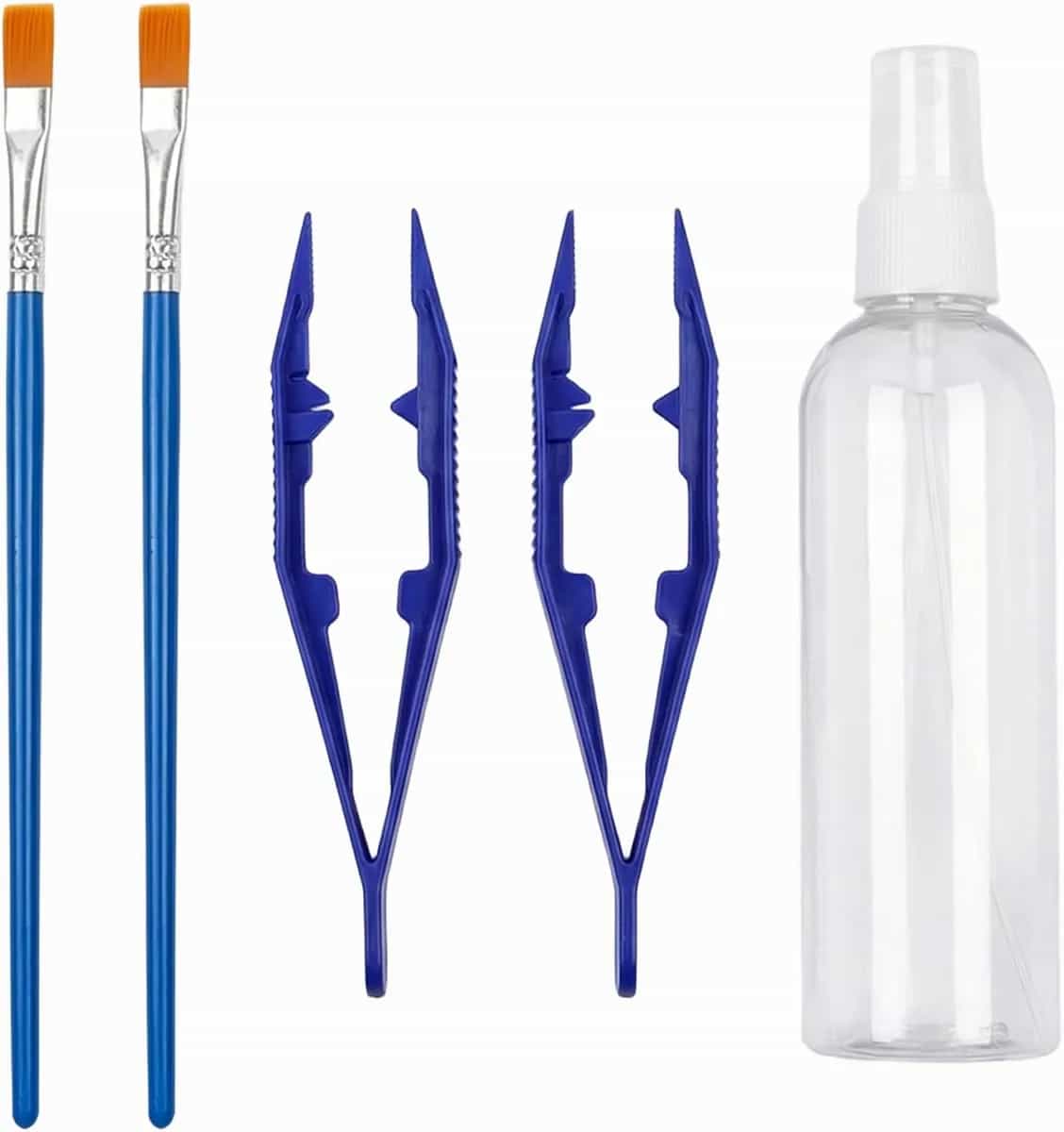 Kit de accesorios para araña saltadora, 5 piezas, kit de inicio de recinto de araña con botella, 2 pinceles de pintura suaves para un manejo suave y 2 pinzas de alimentación de plástico para herramien