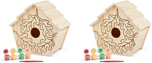 Melissa & Doug Creado por mí! Birdhouse - Kit de manualidades de madera para construir tu propio | Kit de casa de pájaros para niños (paquete de 2)