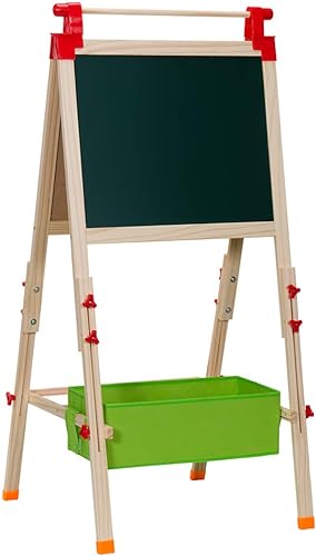 Caballete de arte de madera para niños: ¡Creatividad sin límites con pintura y dibujo en un caballete resistente y duradero! Incluye bandeja para materiales.