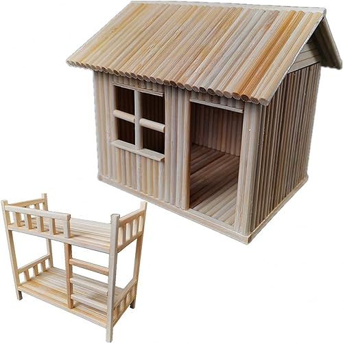 Conjunto de construcción de casa y cama; set de madera para creaciones infantiles