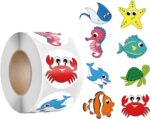 500 stickers de animales marinos para motivar a los niños en la escuela y en casa