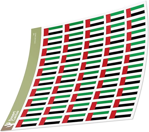 50 calcomanías rectangulares con la bandera de los Emiratos Árabes Unidos: ¡Decora tus pertenencias con orgullo emiratí!