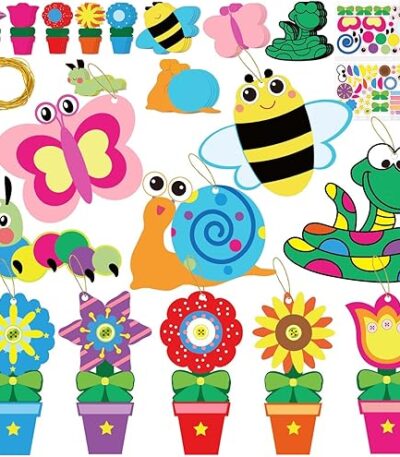 Ayfjovs Paquete de 40 kits de manualidades de insectos y flores para niños