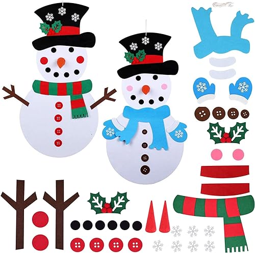 Diymood: Juego de 2 muñecos de nieve de fieltro navideños para niños