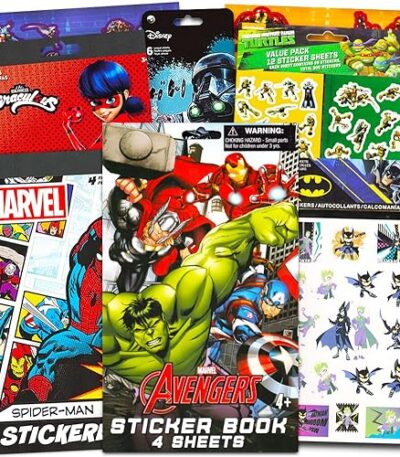 ¡Más de 1200 calcomanías de tus superhéroes favoritos! Este mega pack incluye personajes de Marvel