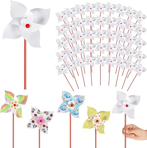 300 kits de molinetes de papel en blanco para manualidades y actividades de verano