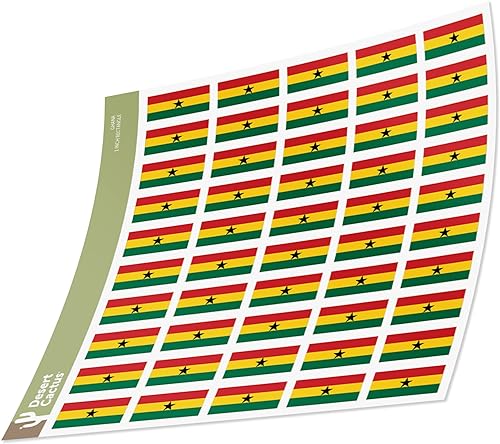 50 calcomanías rectangulares con la bandera de Ghana: ¡Decora tus pertenencias con orgullo ghanés!