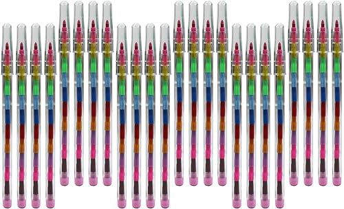 10/24 lápices de cera apilables; conjunto de bloques de construcción 11 en 1 para colorear
