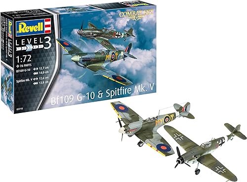 Combate Aéreo Legendario: Bf109G-10 vs. Spitfire: Kit de Maquetas Plásticas sin Pintar para Recreación Histórica