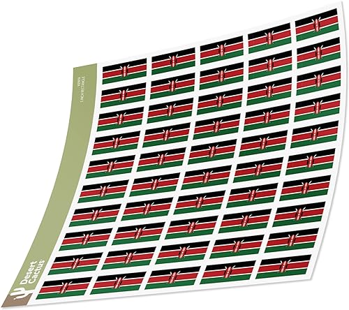 Desert Cactus: 50 pegatinas rectangulares de la bandera de Kenia para personalizar tus objetos y mostrar tu espíritu keniata.