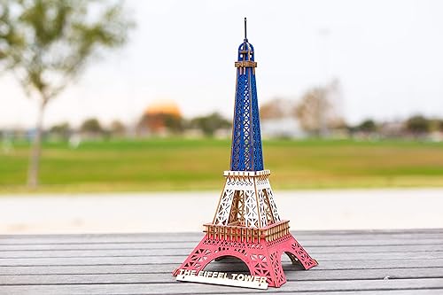 Réplica de la Torre Eiffel – Conjunto de ensamblaje en madera – Puzzle tridimensional para construir – Artefacto artístico para decoración – Presente ideal para jóvenes y adolescentes
