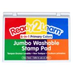READY 2 LEARN Almohadilla de sello lavable Jumbo - 6 en 1 - No tóxico - Resistente a la decoloración - Perfecto para álbumes de recortes