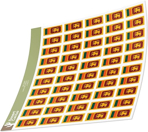 50 calcomanías rectangulares con la bandera de Sri Lanka: ¡Decora tus pertenencias con orgullo esrilanqués!