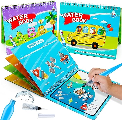 hapray: Libros mágicos de colorear con agua para pequeños artistas: ¡Aprende sobre transporte mientras revelas vibrantes colores con un pincel!