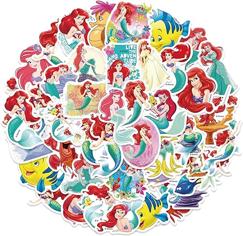 Colección Mágica de 50 Calcomanías Acuáticas de Disney: Decoraciones Estéticas e Impermeables para Personalizar tus Aventuras Diarias