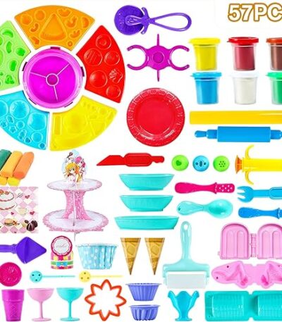 ¡Cocina y crea con este divertido kit de masa de colores! 57 herramientas