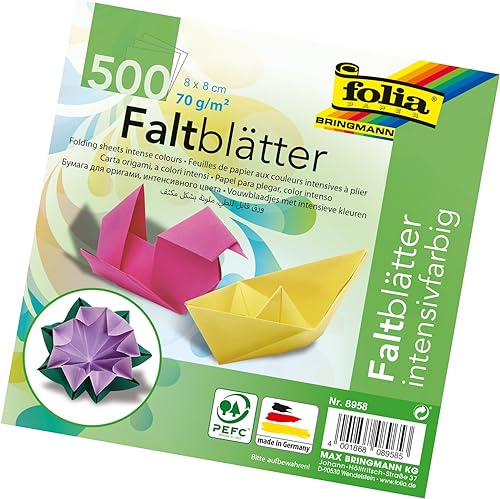 Folia Bringmann: Paquete de 500 hojas plegables de colores vibrantes