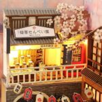 modelo de cabaña de flor de cerezo japonés con luz LED