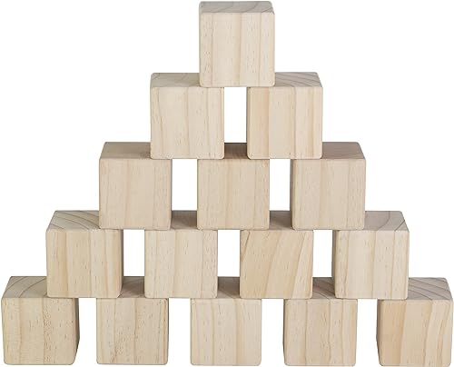 ¡15 bloques de madera natural para construir y crear! Cubos de 2 pulgadas con superficie lisa