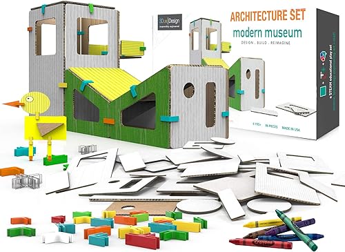 ¡Conviértete en arquitecto y crea tu propio museo moderno! Este juguete STEAM incluye 86 piezas para diseñar