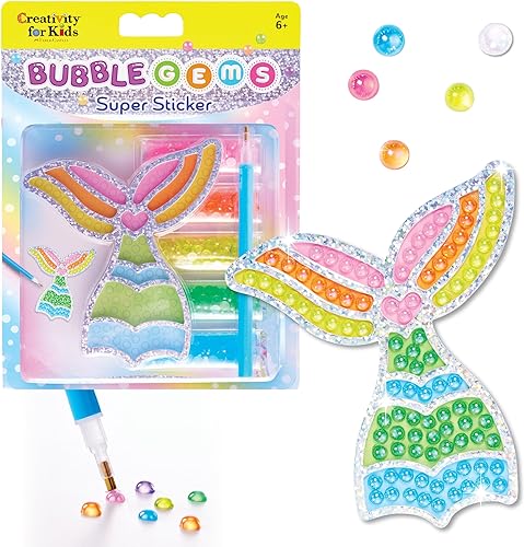 Creativity for Kids: ¡Crea una sirena brillante con gemas adhesivas! Un kit de manualidades para decorar y jugar.