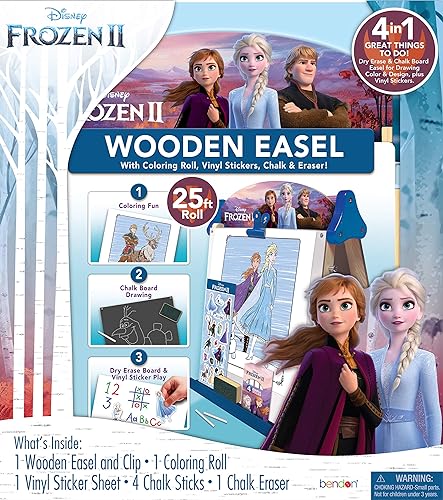 Caballete de madera doble cara de Frozen 2 con rollo de papel de 25 pies para que los pequeños artistas den rienda suelta a su creatividad.