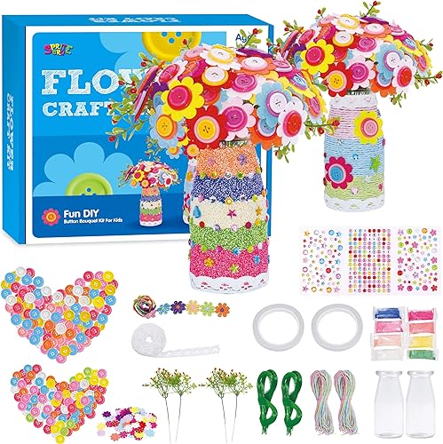 Kit de Creación Floral para Jóvenes Creativos: Diseña Ramos Encantadores con Botones Coloridos