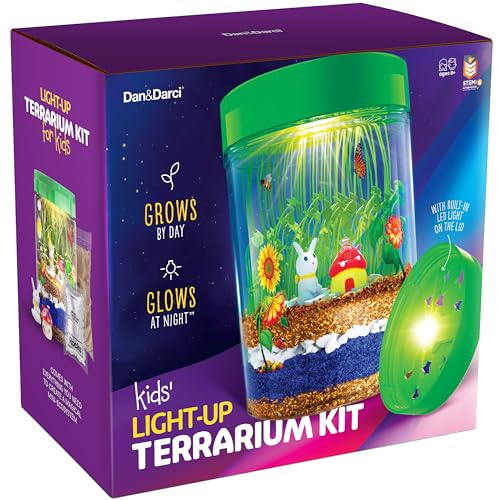 Terrario con luz de Mini Explorer para niños, con luz LED en la tapa, crea tu propio jardín personalizado en un frasco que brilla en la noche, buen kit de ciencia para niños, juguetes para niños