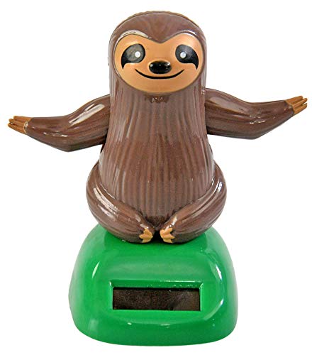 Home-X Figura de bailarina solar de perezoso marrón, decoración de escritorio de oficina con energía solar, decoración de alféizar de ventana o tablero de automóvil