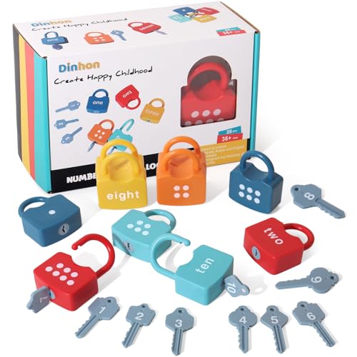 Kids ABC - Cerraduras de aprendizaje con llaves, juguete para jugar con los números y contar, juguetes educativos Montessori para niños y niñas de 3 años